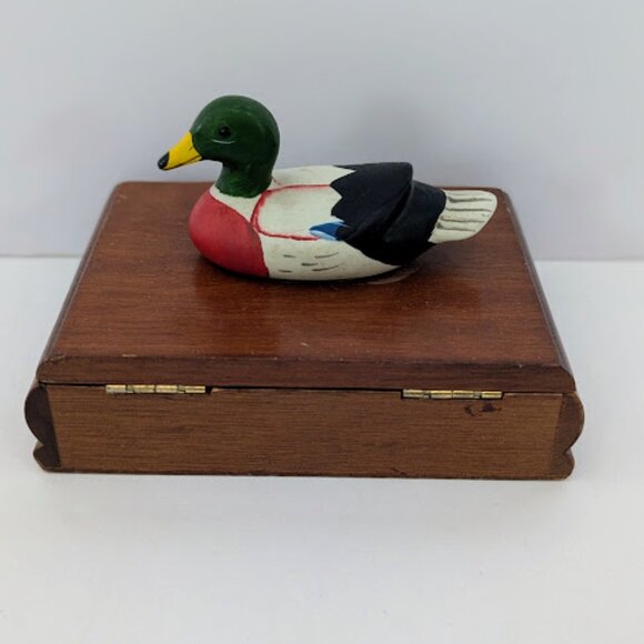 Vintage Wooden Mallard Duck Jewelry Trinket Box - Picture 3 of 6